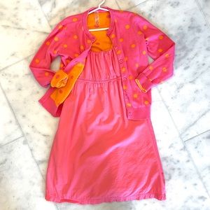 Primary REVERSIBLE dress and cardigan. Sz 10.